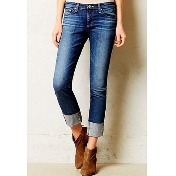 Anthropologie Pants - AG "The Stevie" Slim Straight Cuffed Denim Jeans